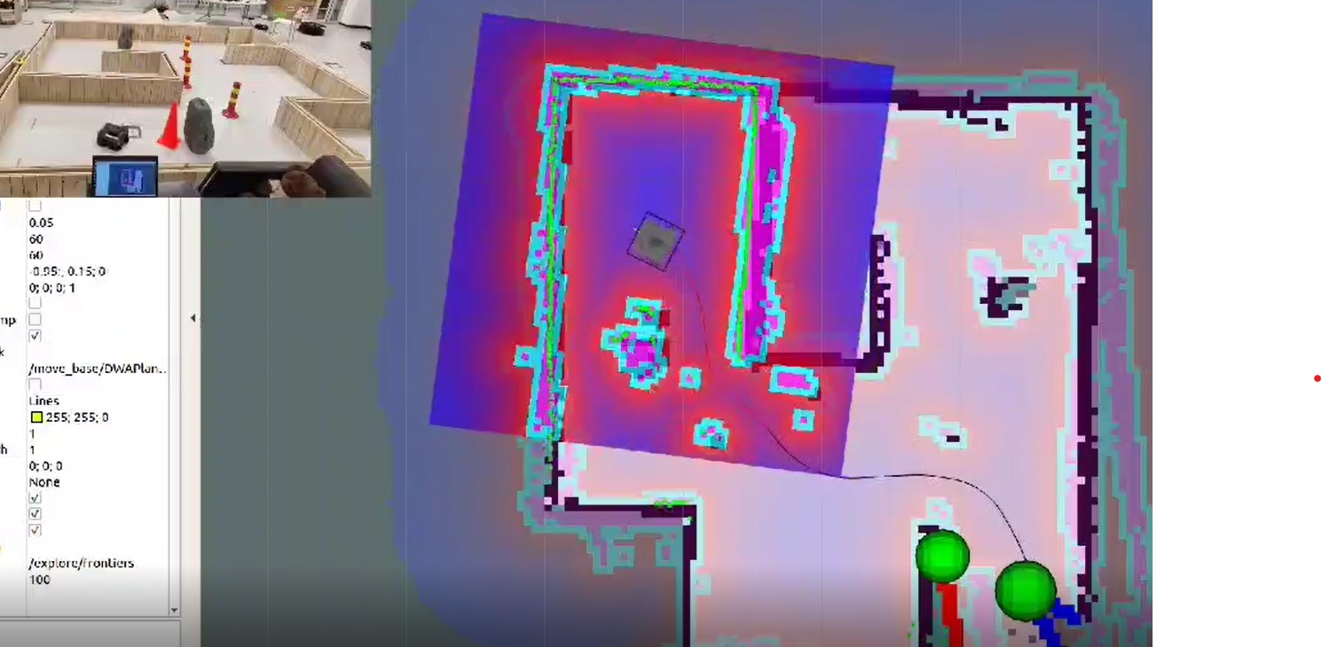 Figure 2 - Screenshot of rviz showing both the camera stream and boundary mapping performed by the robot.