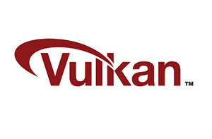 The Vulkan logo written out in red letters