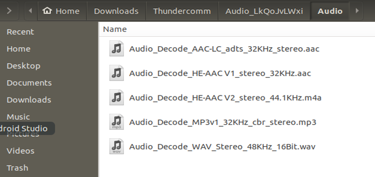 Contents of Audio app testResource folder